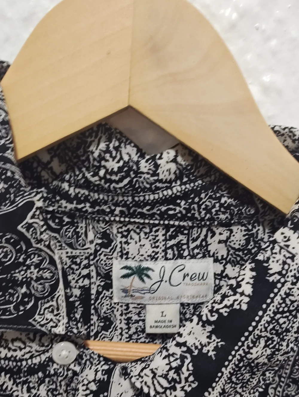 J. Crew Black and White Paisley Short-Sleeve Button-Down Shirt
